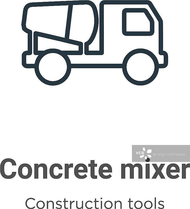 黑色细线混凝土搅拌机轮廓图标图片素材