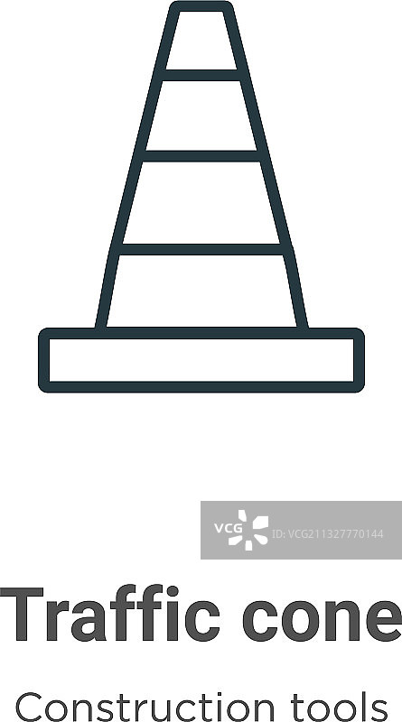 黑色细线交通锥轮廓图标图片素材