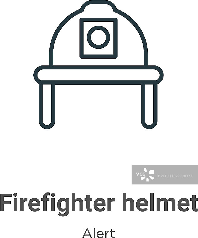 消防员头盔轮廓图标细线黑色图片素材