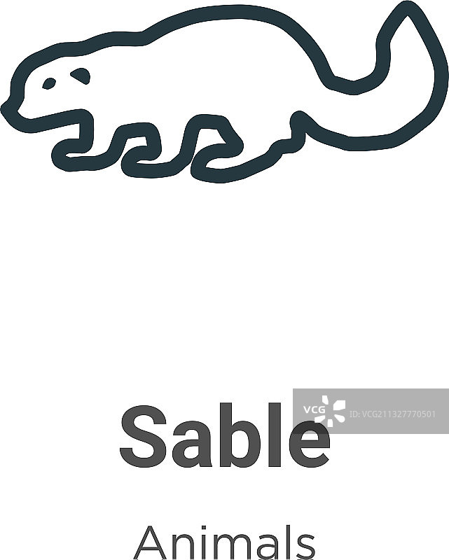 黑貂轮廓细线黑色图标图片素材