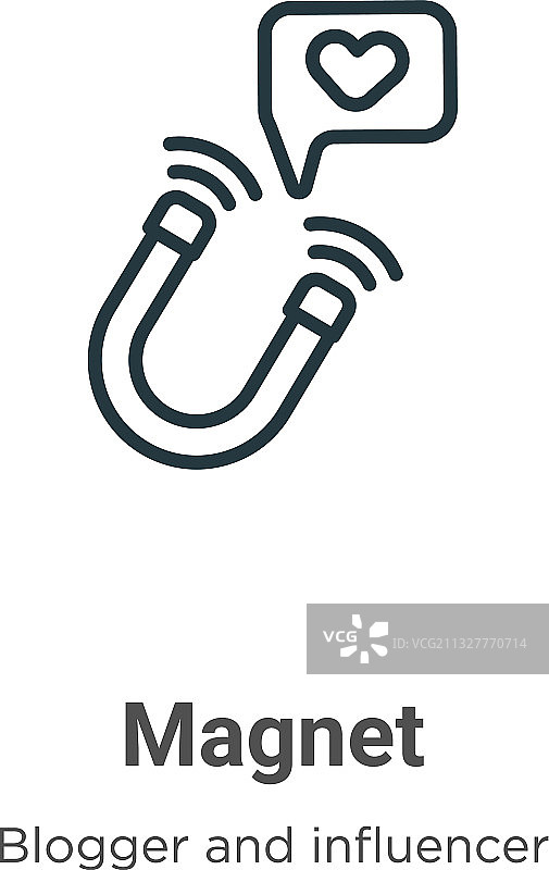 磁铁轮廓图标细线黑色磁铁图标图片素材