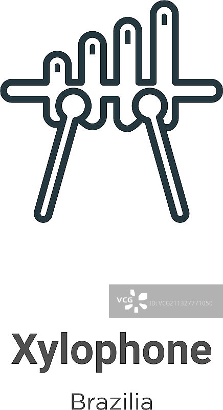 黑色细线木琴轮廓图标图片素材