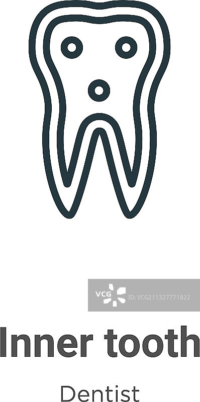 黑色内牙齿轮廓细线图标图片素材