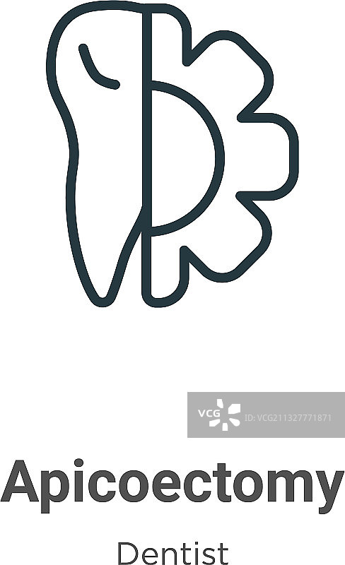 根尖切除术轮廓图标黑色细线图片素材