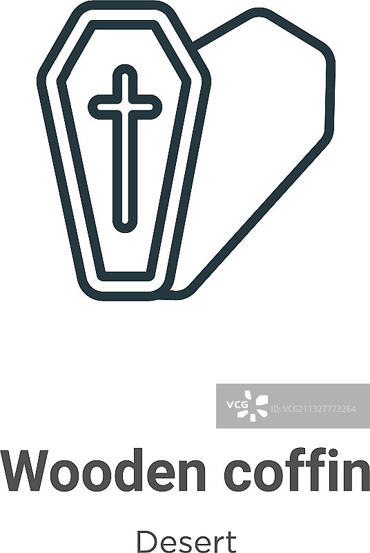 木制棺材轮廓图标细线黑色木制图片素材