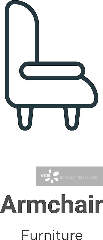 黑色细线扶手椅轮廓图标图片素材