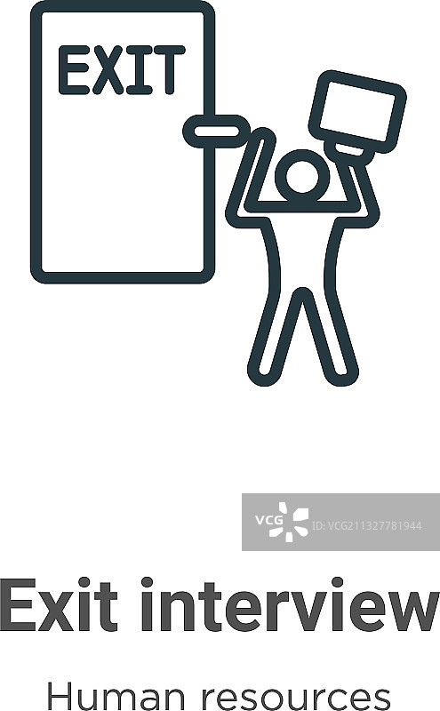 离职面谈大纲图标细线黑色出口图片素材