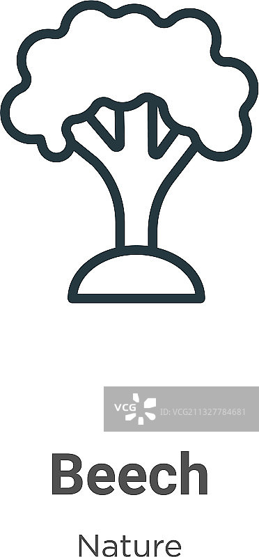 山毛榉轮廓细线黑色图标图片素材