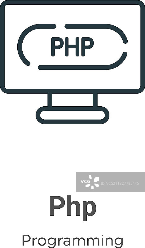 PHP轮廓图标细线黑色PHP扁平图标图片素材