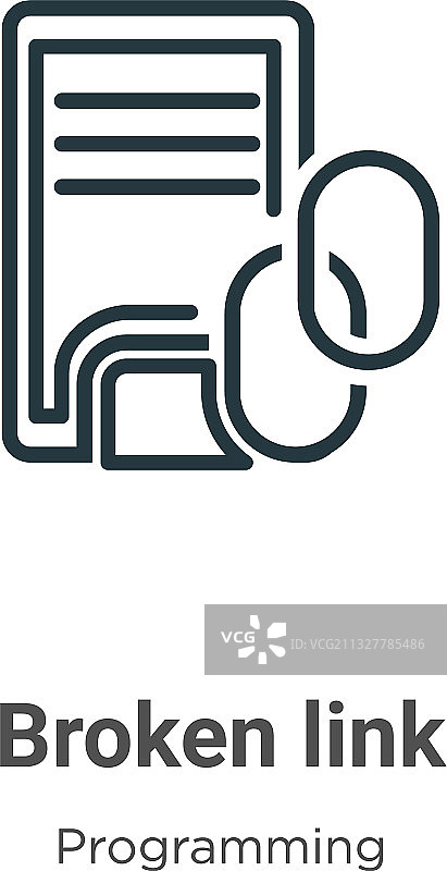 断开的链接轮廓图标（细黑线）图片素材