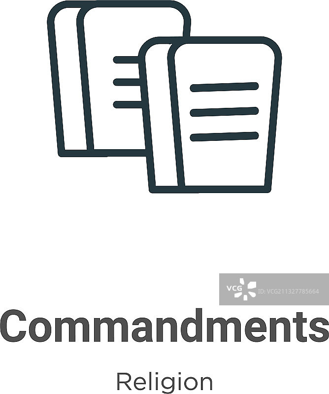诫命轮廓图标黑色细线图片素材