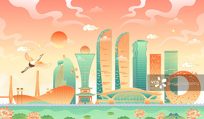 厦门地标建筑矢量插画图片素材
