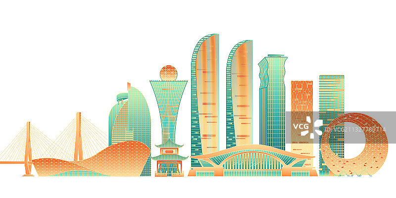 厦门地标建筑矢量插画图片素材