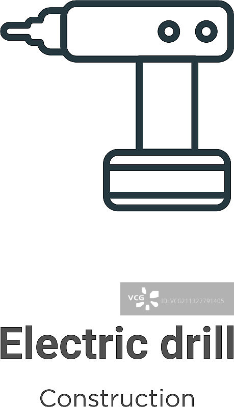 黑色细线手电钻轮廓图标图片素材