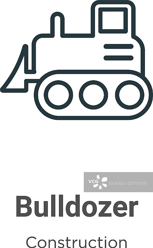 黑色细线推土机轮廓图标图片素材