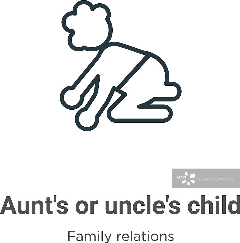 姑姨舅叔家的孩子轮廓图标细线图片素材