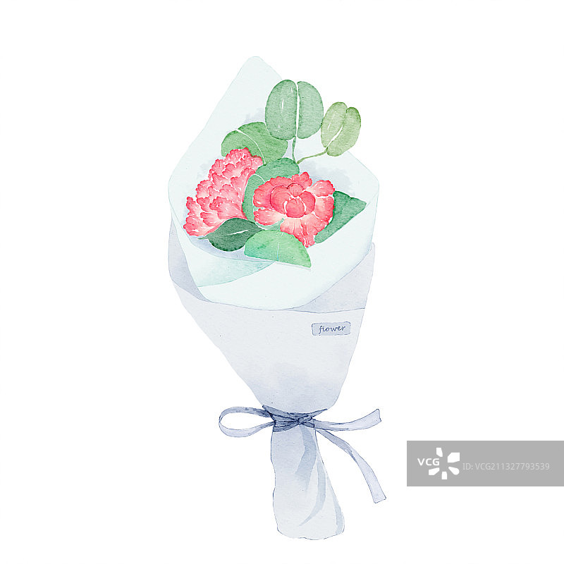 手绘小清新水彩花束图片素材