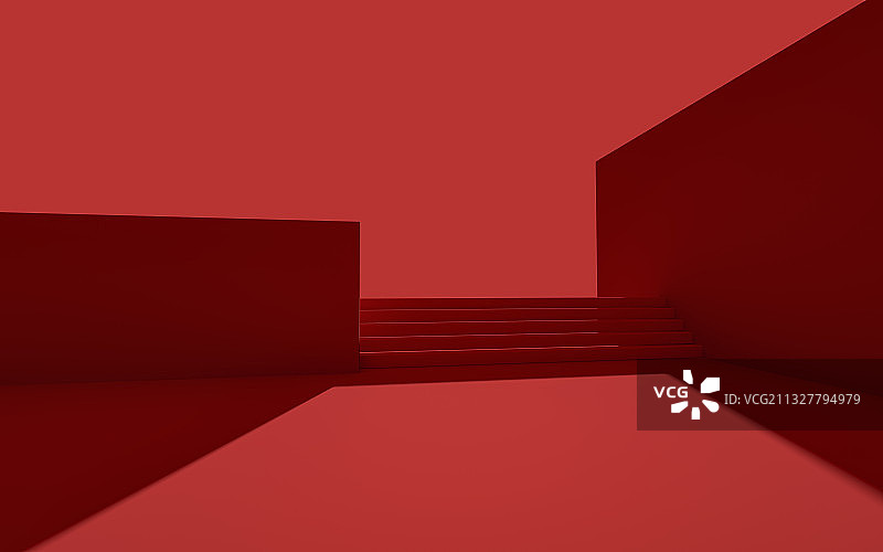红色简单三维空间背景图片素材