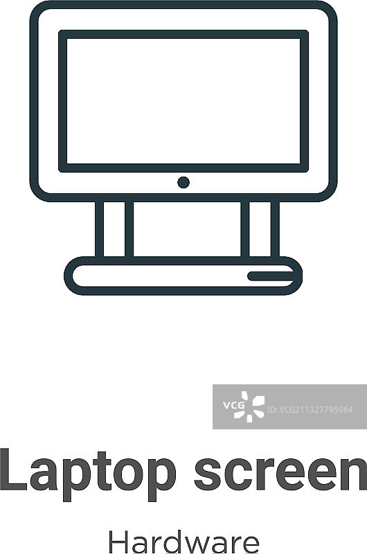 笔记本电脑屏幕轮廓细线黑色图标图片素材