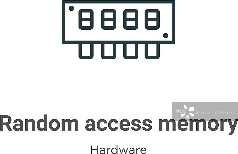 随机存储器轮廓图标细线黑色图片素材