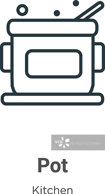 盆轮廓图标细线黑色盆图标扁平图片素材