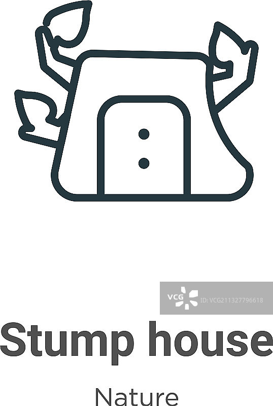 树桩房子轮廓图标细线黑色树桩图片素材