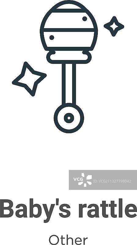 婴儿摇铃轮廓图标细线黑色图片素材