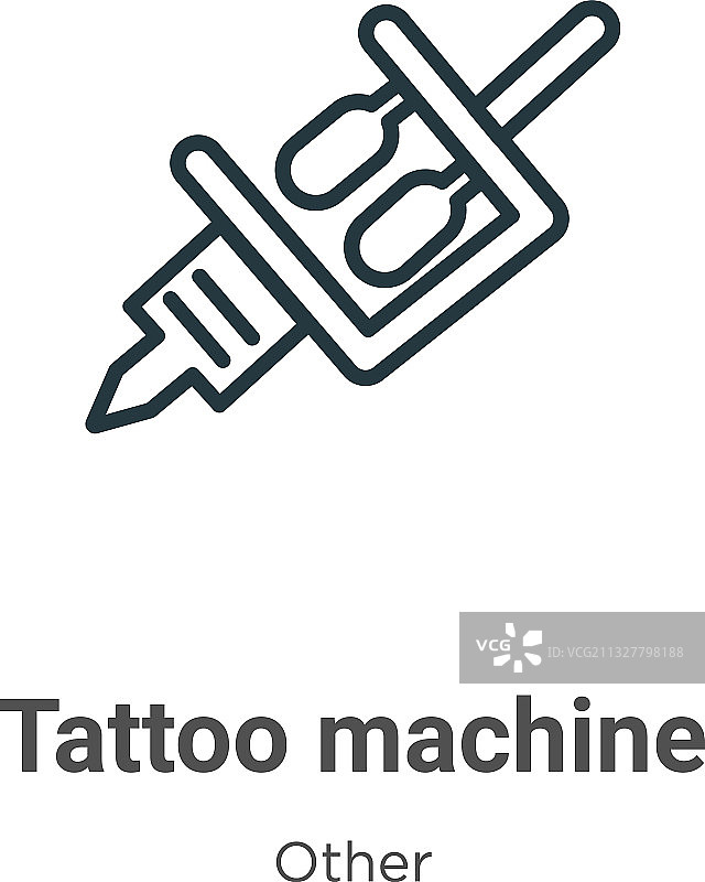 纹身机轮廓图标黑色细线图片素材