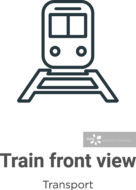 火车正面视图轮廓图标（细黑线）图片素材