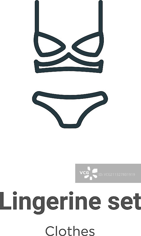 内衣套装轮廓图标细黑线图片素材