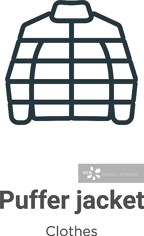 黑色细线羽绒服轮廓图标图片素材