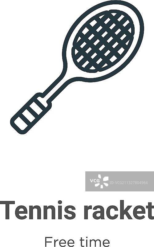 黑色细线网球拍轮廓图标图片素材