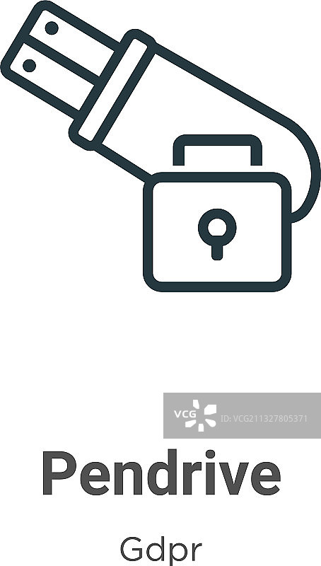 U盘轮廓黑色细线图标图片素材