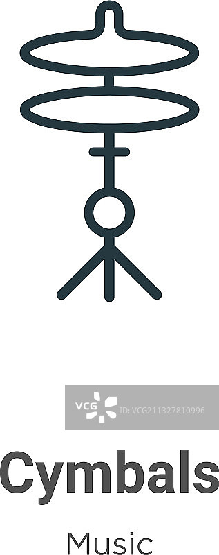黑色细线描边镲片图标图片素材