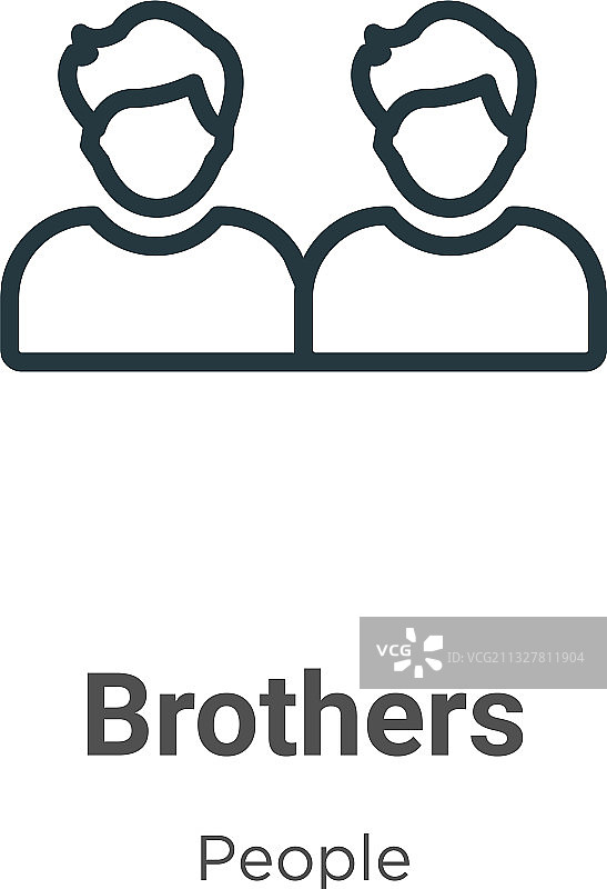 兄弟轮廓图标细线黑色图片素材