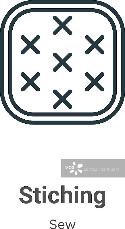 缝合轮廓图标细线黑色缝合图片素材