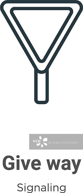 让路轮廓图标细线黑色图片素材