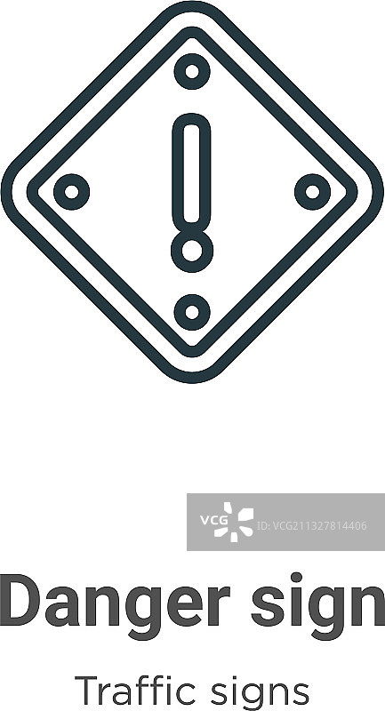 危险标志轮廓黑色细线图标图片素材