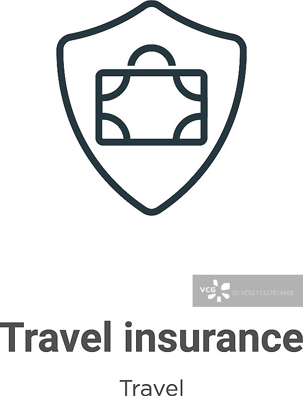 旅行保险轮廓图标黑色细线图片素材