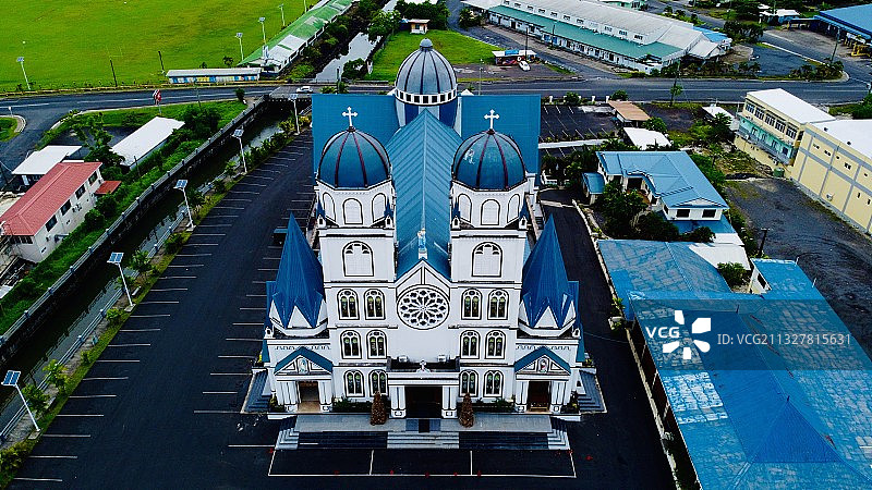 萨摩亚阿皮亚南太平洋岛国最美教堂图片素材