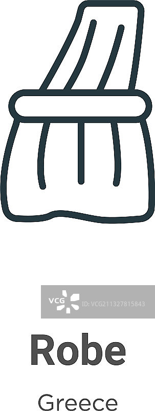 长袍轮廓图标细线黑色长袍图标扁平风格图片素材