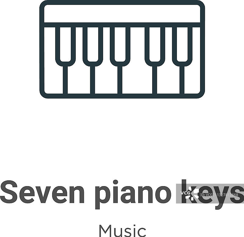 七个钢琴键轮廓图标黑色细线图片素材