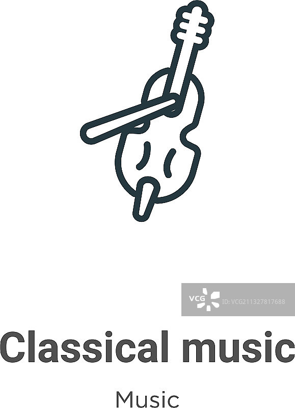 黑色细线古典音乐轮廓图标图片素材