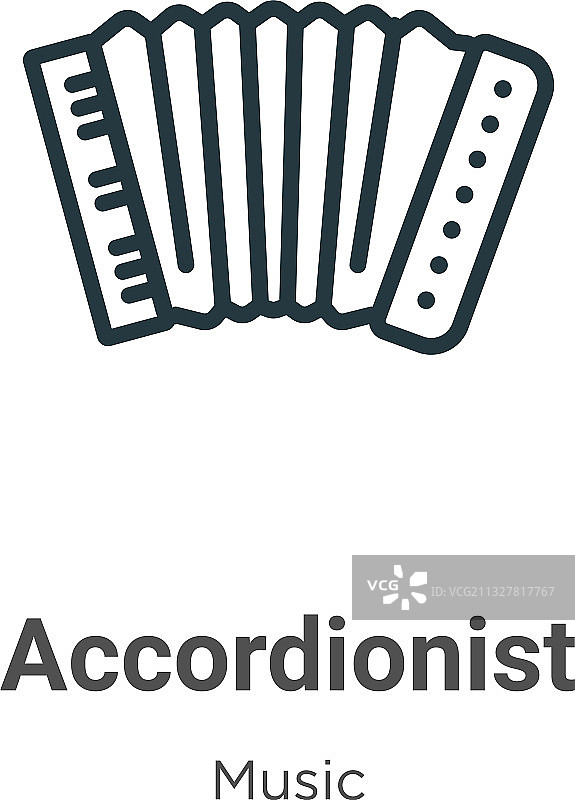 手风琴轮廓细线黑色图标图片素材
