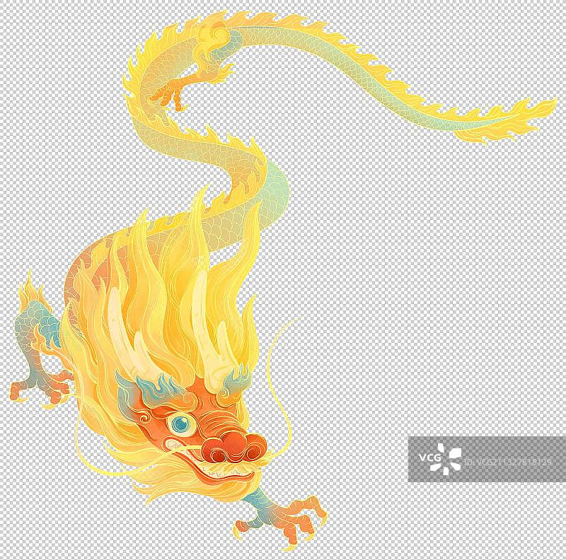 中国传统金色青龙国潮插画图片素材