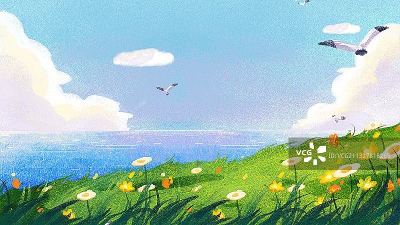 唯美插画风景图片素材