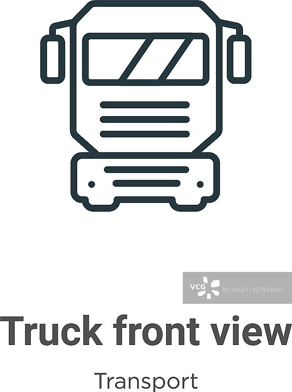 卡车正视图轮廓细线黑色图标图片素材