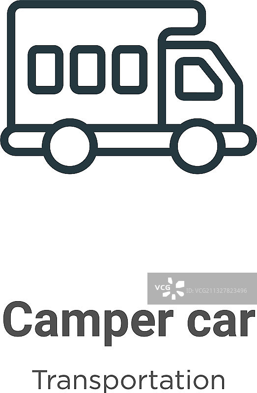 露营车轮廓黑色细线图标图片素材