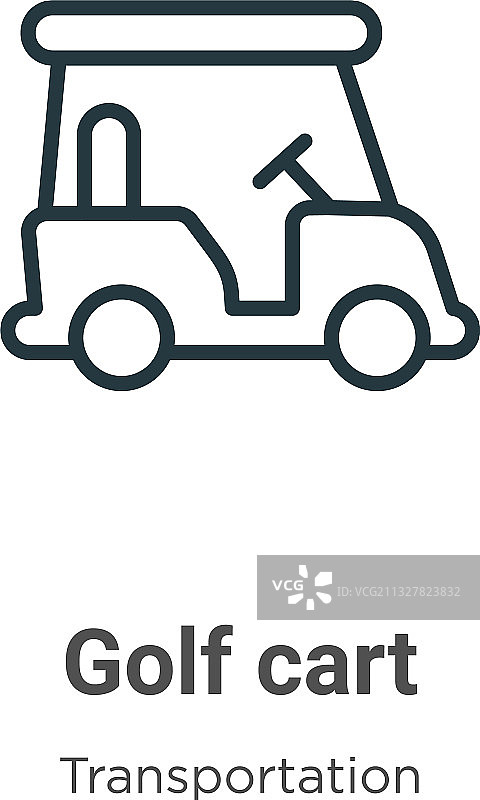 高尔夫球车轮廓图标细线黑色高尔夫球车图片素材