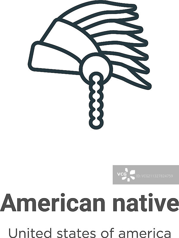 美洲原住民轮廓细线黑色图标图片素材